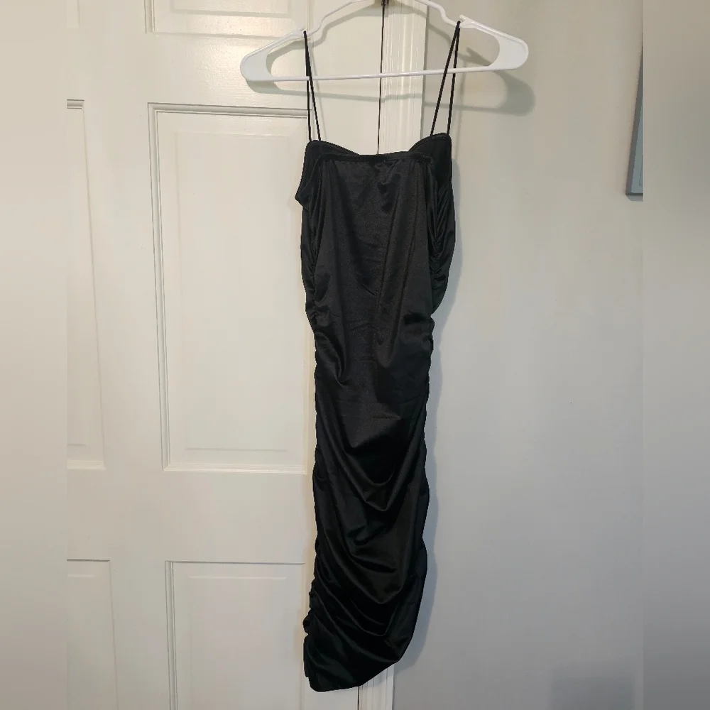 Justify Black Strapless Ruched Dress - Picture 3 of 4